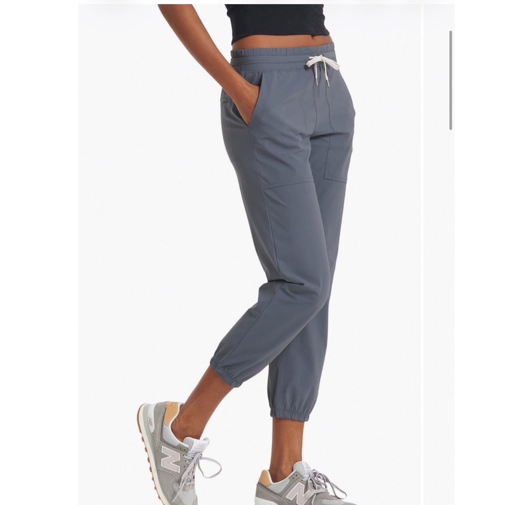 Vuori Miles Joggers Blue Grey Recycled Stretch Hiking Travel Pants Womens Large